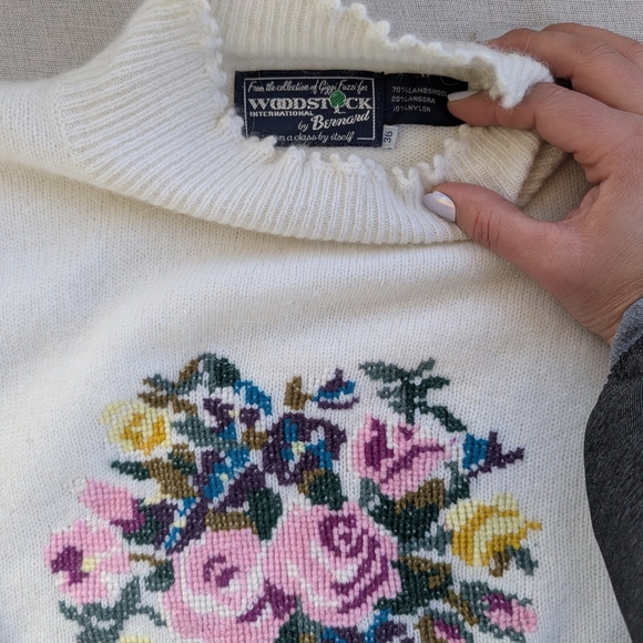 Vintage Woodstock by Bernard Lambswool Angora White Sweater Size 36 / Medium - Picture 7 of 7